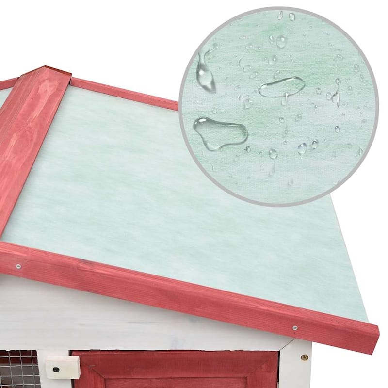 vidaXL Outdoor Rabbit Hutch 3 Doors Red Wood - 37" x 23.6" x 38.6"