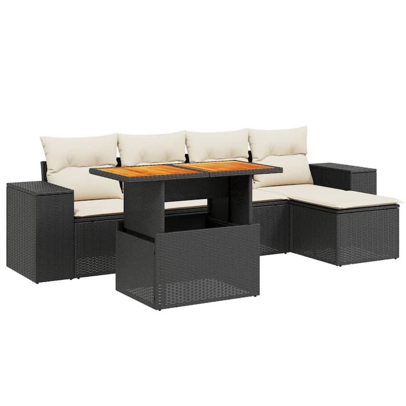 vidaXL Garden Sofa Set Black, Cream white - 21.7 x 39.4 x 28.7