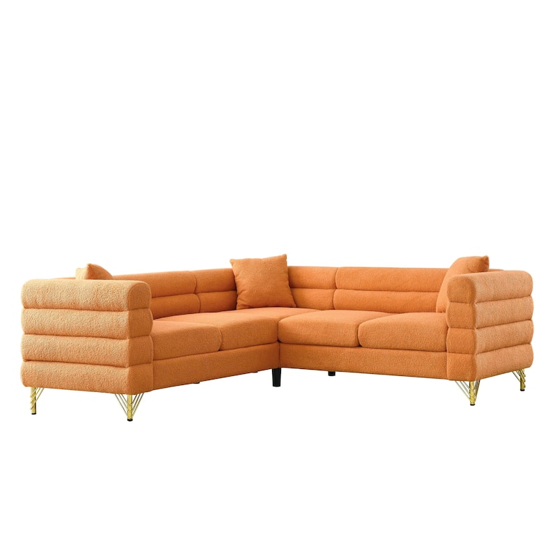 Roomfitters Modern L-Shaped Sectional Sofa, 81.5" Oversized 5-Seater Couch with Channel Tufted Arms