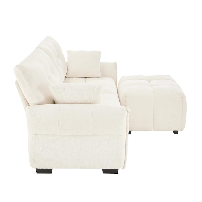 78.7" Chenille 2-Seater Sectional Sofa with Ottoman