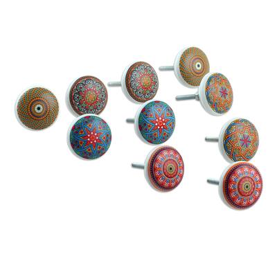 Novica Handmade Moroccan Style Ceramic Knobs (Set Of 10)