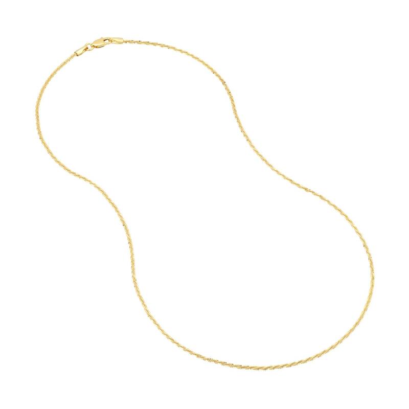 Curata 14k Yellow Gold 1.4mm Diamond Chain Necklace (Lobster)