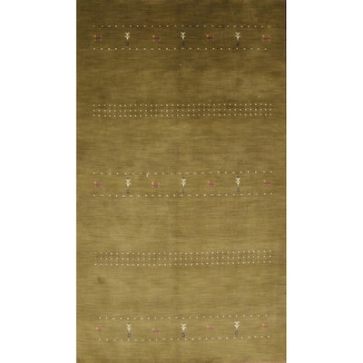 Hand Knotted Oriental 100% Wool Carpet Tribal Animal Pictorial Green Gabbeh Area Rug - 7' 9'' X 5' 1''