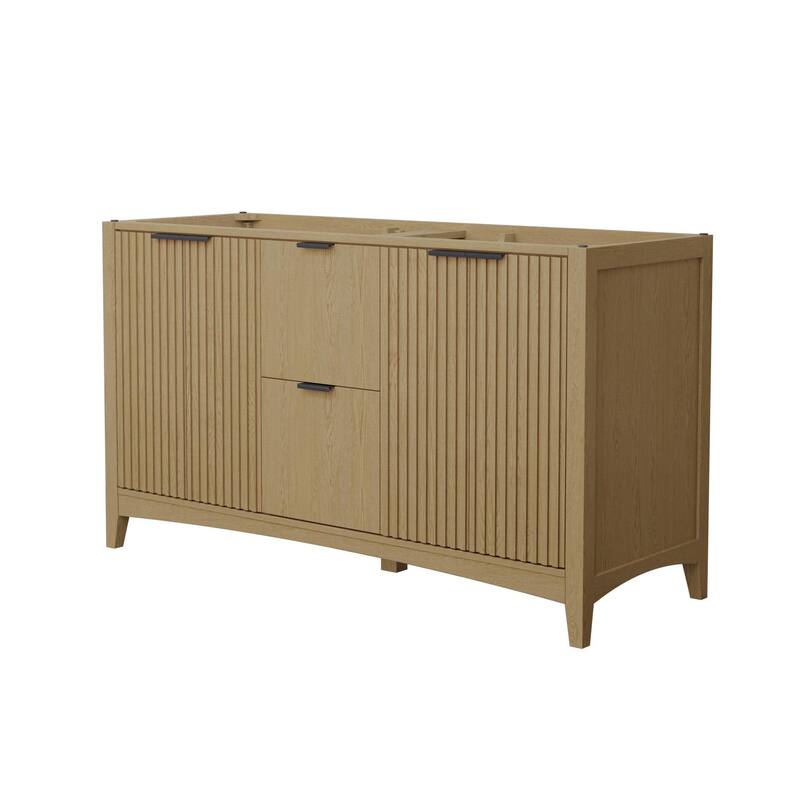 Wyndham Collection WCF9191-60D-CXSXXMXX Palmilla 60" Double Free - Natural Oak / Matte Black Hardware