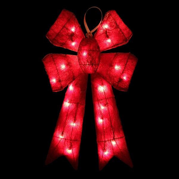Shop 24 Lighted Sparkling Red Sisal Double Bow Outdoor Christmas