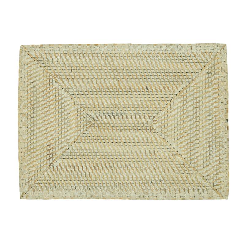 Rattan Placemats With Woven Design (Set of 4) - Set of 4 - 14"x19" - White