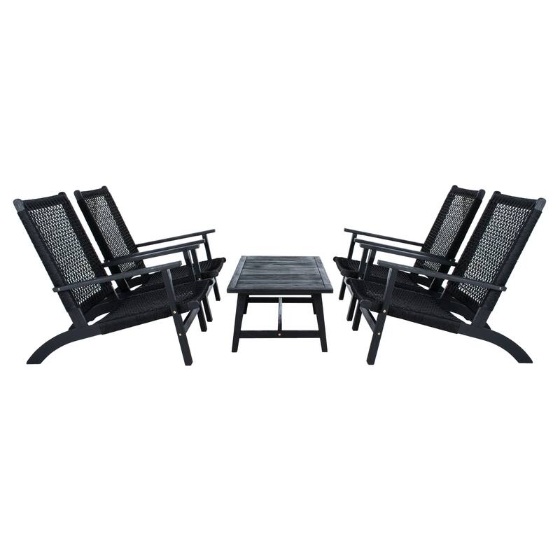SAFAVIEH Outdoor Tuong 5-Piece Acacia Wood Coffee Set - 27Wx48Dx26H