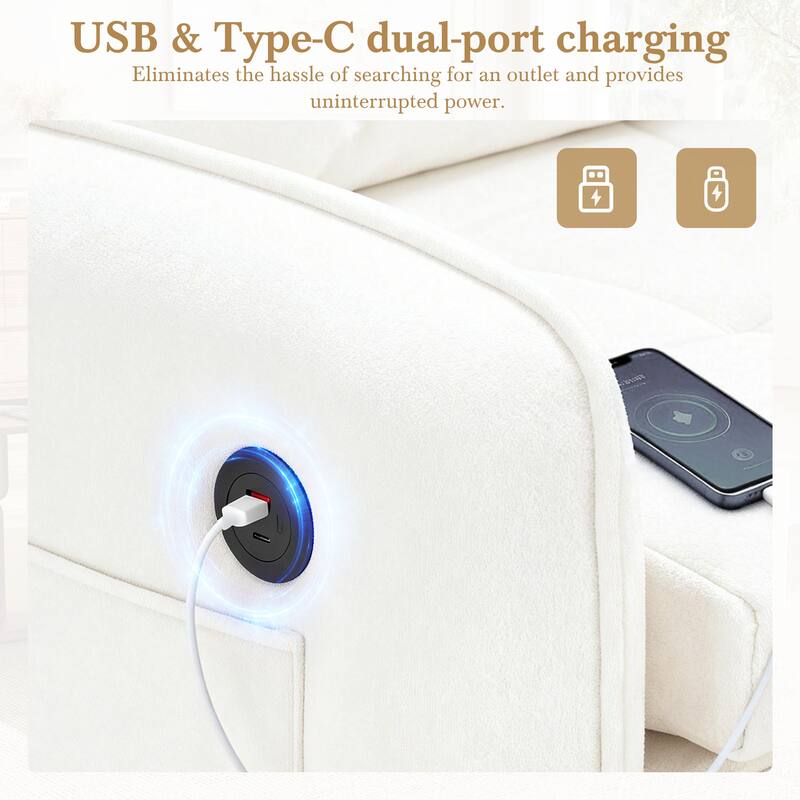 Roomfitters 3-in-1 Sleeper Chair Bed, 80'' Pull Out Lounge with USB Charging, Storage Pockets, Chenille