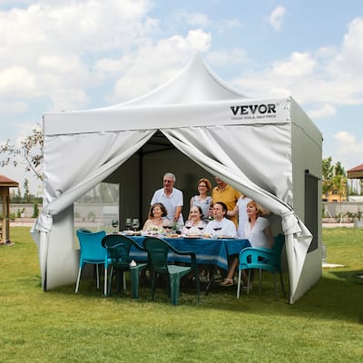 VEVOR Pop Up Canopy Tent Outdoor Gazebo Tent with Sidewalls & Bag White