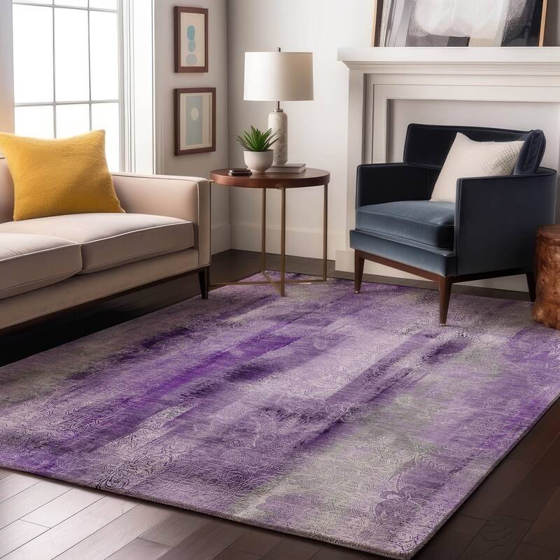Premium Washable Super Soft Abstract Imprints Mayfield Rug - Purple - 8' x 10' - Rectangle