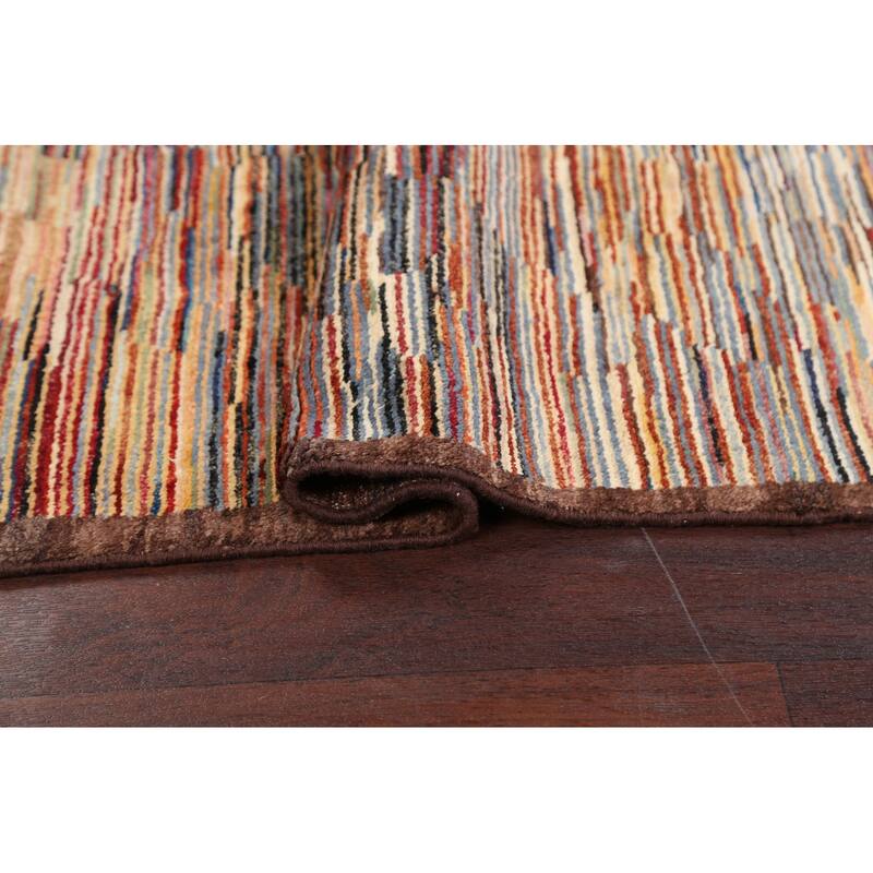 Hand Knotted Oriental 100% Wool Carpet Tribal Contemporary Multi-Colored Gabbeh (kashkoli) Area Rug - 6' 3'' X 4' 7''