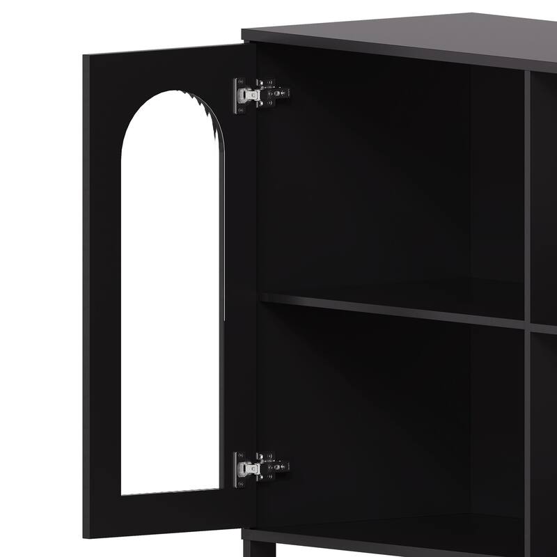 Buffet Sideboard Cabinet, Wooden Storage Cabinet with Glass Doors