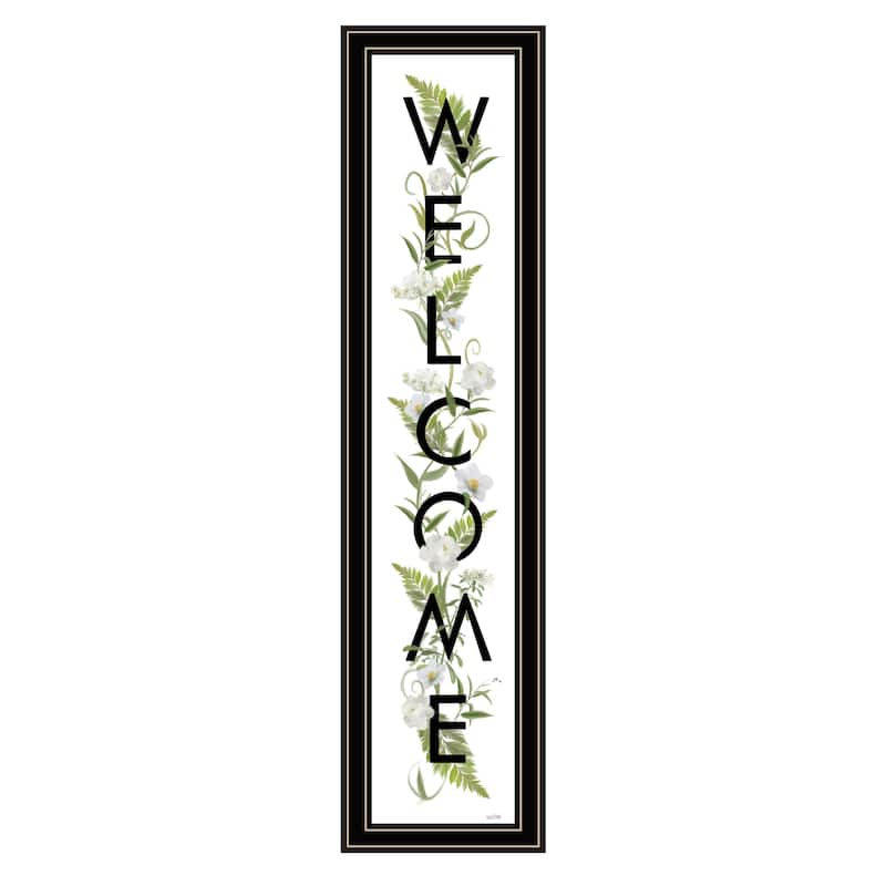 TrendyDecor4U Farmhouse "Welcome Sign II" Framed Print Wall Art by House Fenway - Black, White, - Black