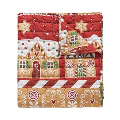 Greenland Home Fashions Gingerbread Lane Reversible Holiday Throw