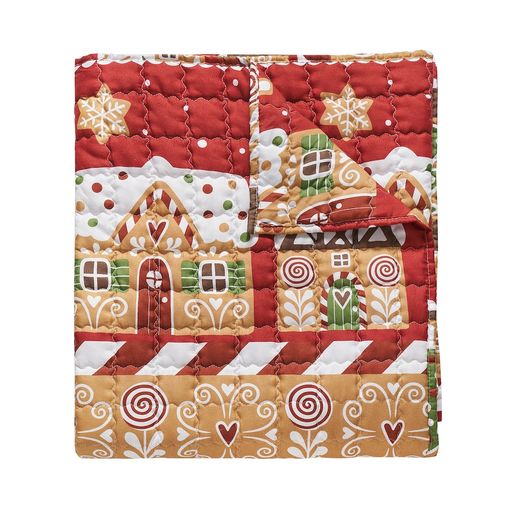 Greenland Home Fashions Gingerbread Lane Reversible Holiday Throw