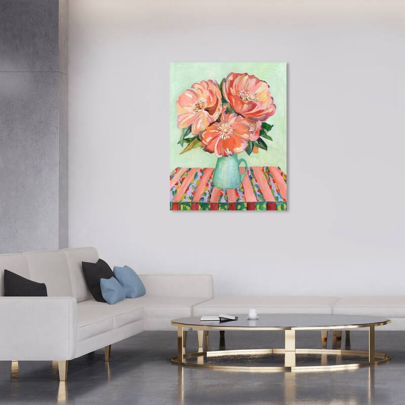 Wynwood Studio Canvas Floral and Botanical Peachy cocktail Orange and Pastel Orange Traditional Wall Art Canvas Print - 36 x 30