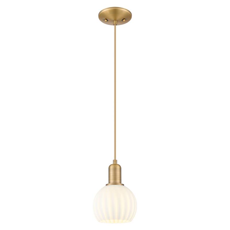 Innovations Lighting Endless Possibilities Arcadia - White Venetian - 1 Light 6" Cord Hung Mini Pendant - Brushed Brass