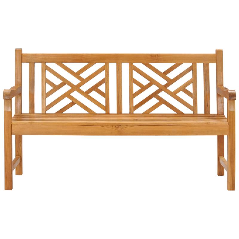 Chic Teak Chippendale Outdoor Teak Wood Patio & Garden Double Bench