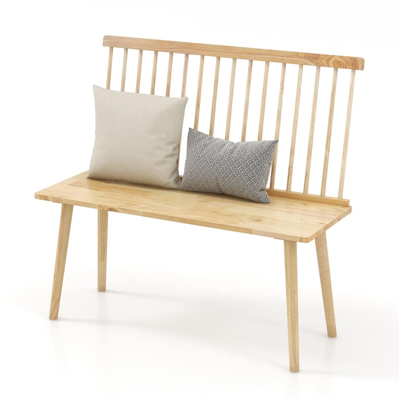 Costway Entryway Bench for 2 Windsor Rubber Wood Dining Bench with - See Details