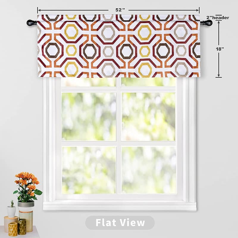 DriftAway Camden Blackout Valance for Kitchen Geometric Lattice Printed Valance