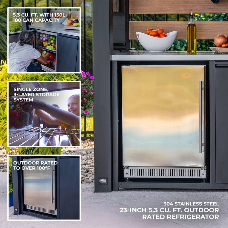 Backyard Discovery Fusion Flame Outdoor Kitchen, Grill, Refrigerator - 10'5" x 4'0"