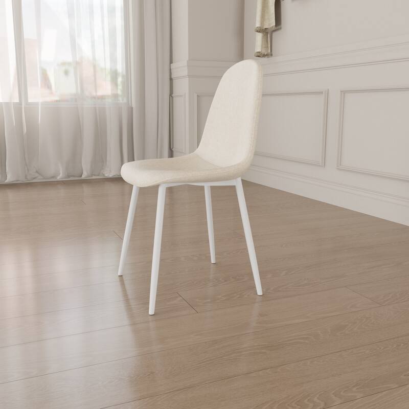 Linen 4 Piece Kitchen Dining Chair Set with Cushions, Metal Legs, Anti Scratch Foot Pads for Dining Room Kitchen Living Room
