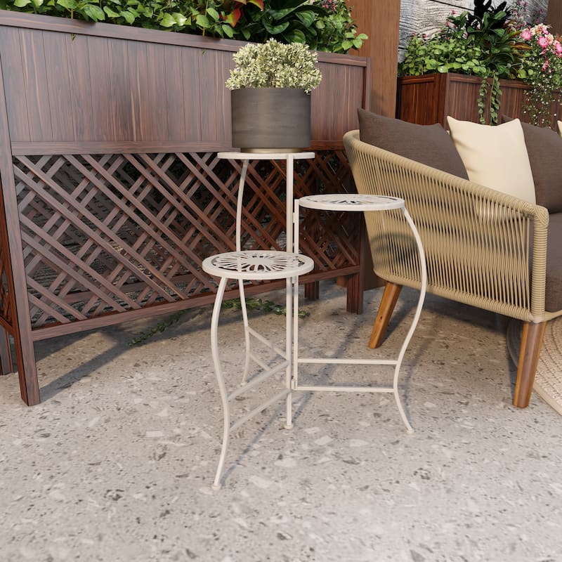 White or Black Metal Indoor Outdoor 3 Tier Floral Plantstand