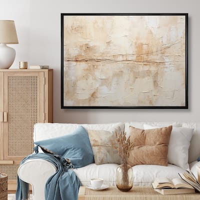 Designart "Beige And White Timeless Minimalism" Abstract Painting Framed Canvas Art Print
