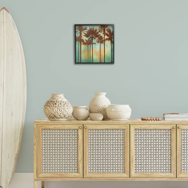 Stupell Palm Trees over Gradient Framed Giclee Art Design By John Seba