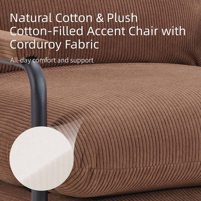 Modern Accent Chair with Removable Cushion, Wood Armrests, Living Room