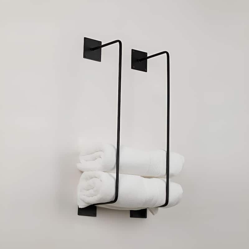 Throne Towel Rack 24" Towel Rack Shower Holder Wall Mount Bathroom Organizer (Black)