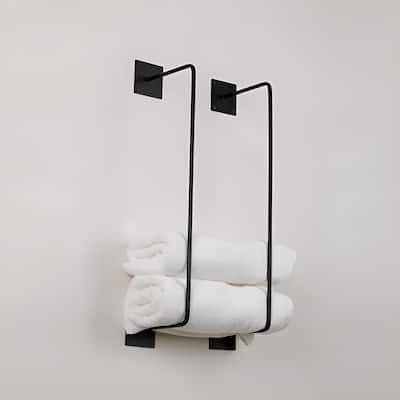 Throne Towel Rack 24" Towel Rack Shower Holder Wall Mount Bathroom Organizer (Black)