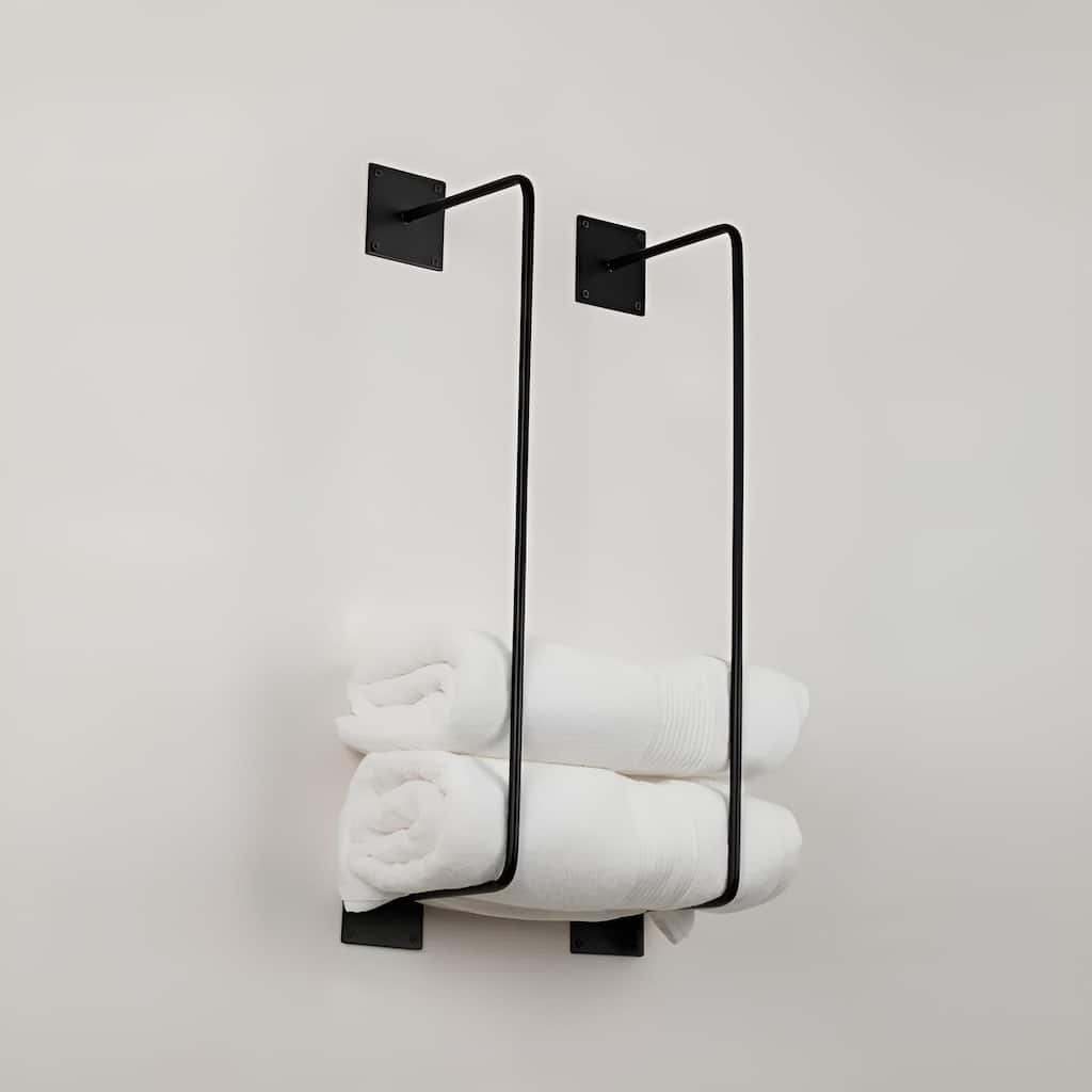 Throne Towel Rack 24" Towel Rack Shower Holder Wall Mount Bathroom Organizer (Black)