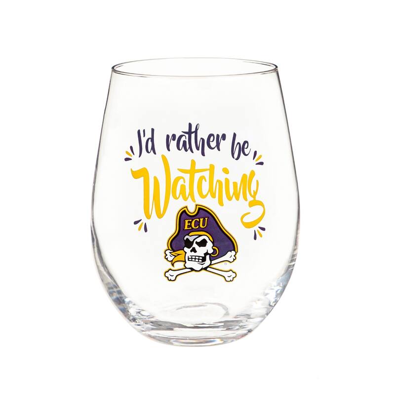 ECU, 17 oz Stemless Wine Glass w/ Gift Box