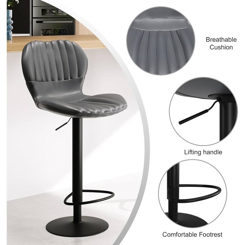Modern Swivel Bar Chairs Adjustable Bar Stools Set of 4, Counter Height Bar Stools with High Backrest