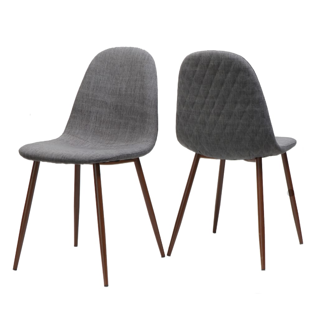 Reva Dining Side Chair Set of 2, Dark Gray Cushions, Brown Iron Frame