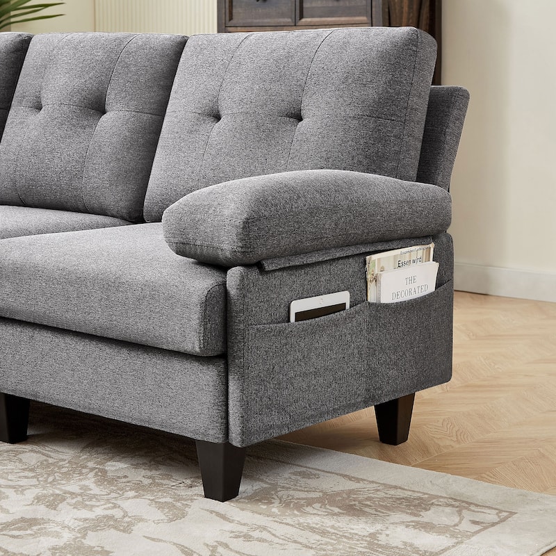 86.22" L Shaped Sectional Sofa with Side Storage Pockets