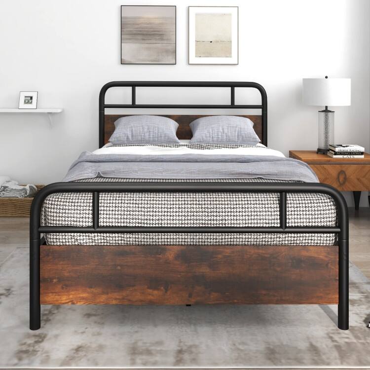 Bed Frame with Industrial Headboard