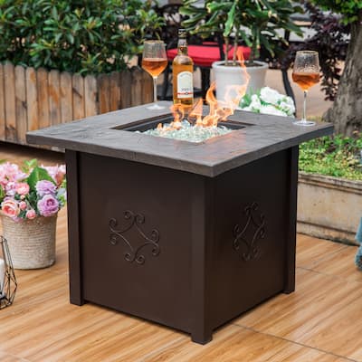 30 inches. Roane Real Flame Gas Fire Pit with free Glass