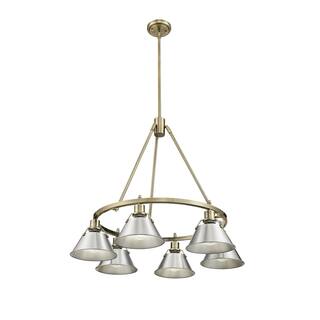 Orwell 6-Light Chandelier in Aged Brass with Pewter - Gold