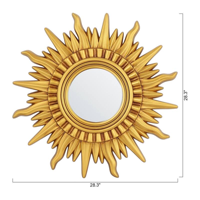 30in Modern Gold Sunburst Round Framed Decorative Wall Mirror On