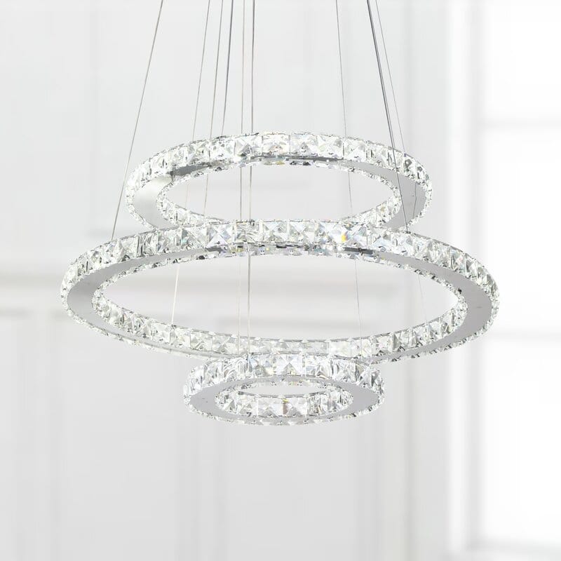 Maxax 3 - Light Unique Tiered LED Chandelier with Crystal Accents - YX550