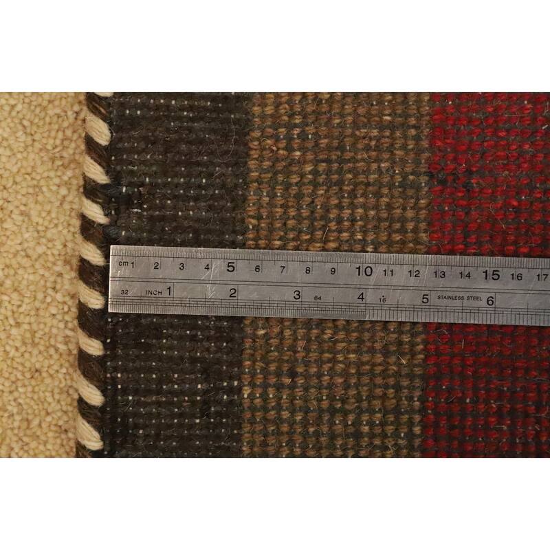 Hand Knotted Oriental 100% Wool Carpet Tribal Geometric Beige & Ivories Gabbeh Area Rug - 7' 3'' X 5' 3''
