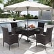 preview thumbnail 39 of 52, Kullavik Outdoor Dining Set, Rattan Patio Furniture Dining Table & Chairs