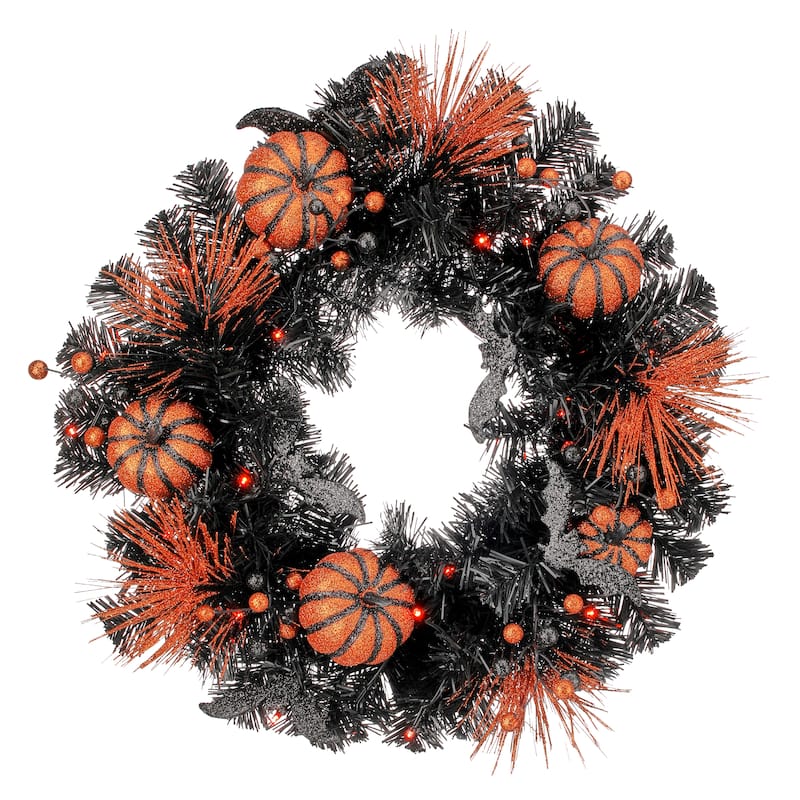 20" LED Battery Operated Timer Halloween Wreath