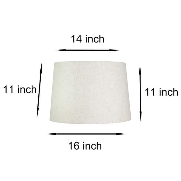 French Drum Lamp Shade, Textured Flax Linen, 12" Top, 14" Bottom, 10" Slant