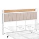 preview thumbnail 10 of 13, Metal Frame Platform Low Profile Queen Bed wTrundle, Headboard, White