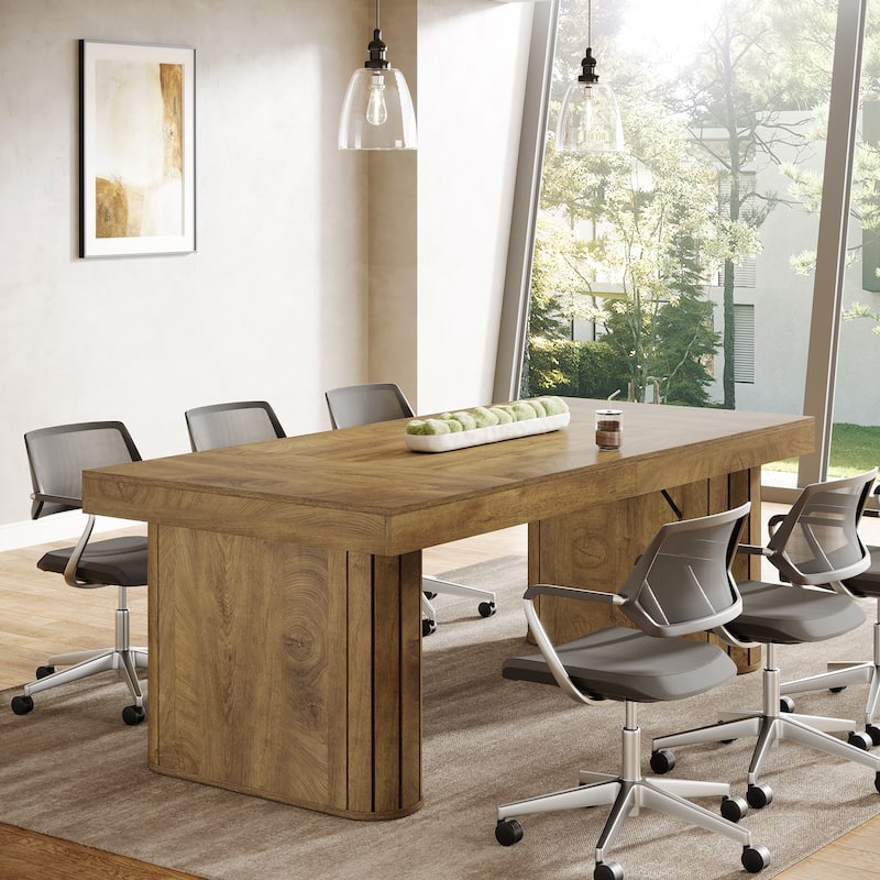 70.9" Conference Table, Farmhouse Wood Meeting Table for 6 People, Rustic Seminar Table for Conference Room - N/A
