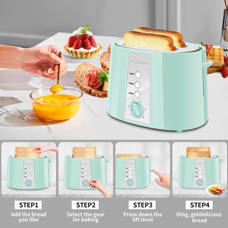 Toaster 2 Slice,6 Shade Settings, Removable Crumb Tray, 750W