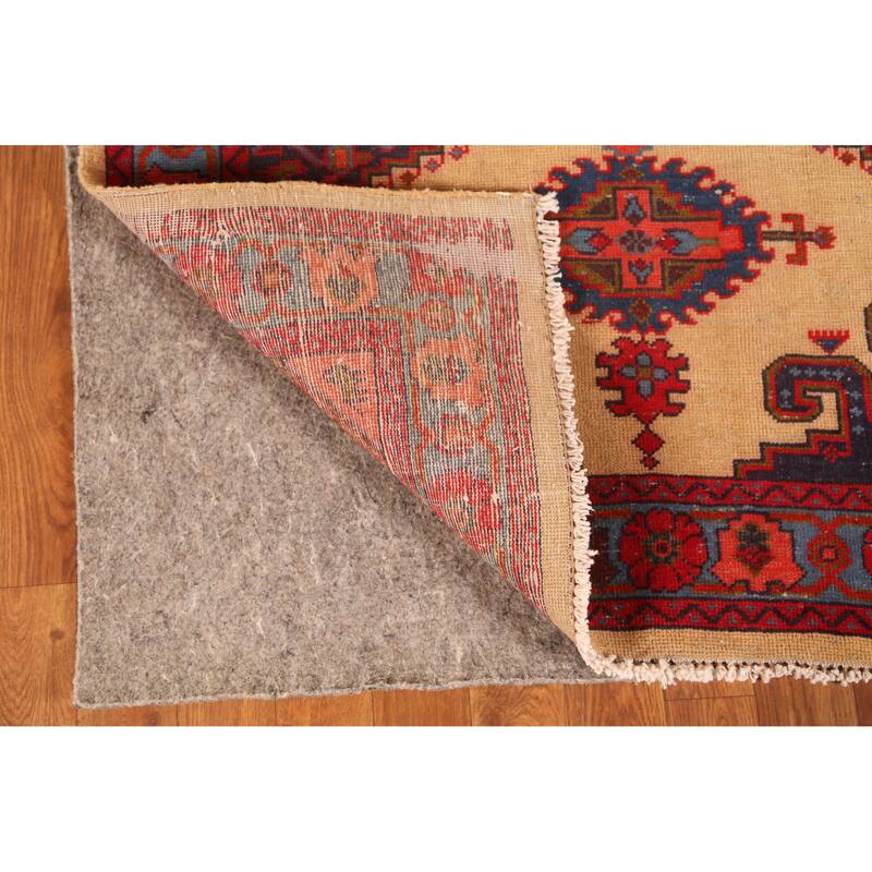 Hand Knotted Oriental 100% Wool Carpet Traditional Geometric Beige & Ivories Sarab Runner Rug - 9' 9'' X 3' 4''
